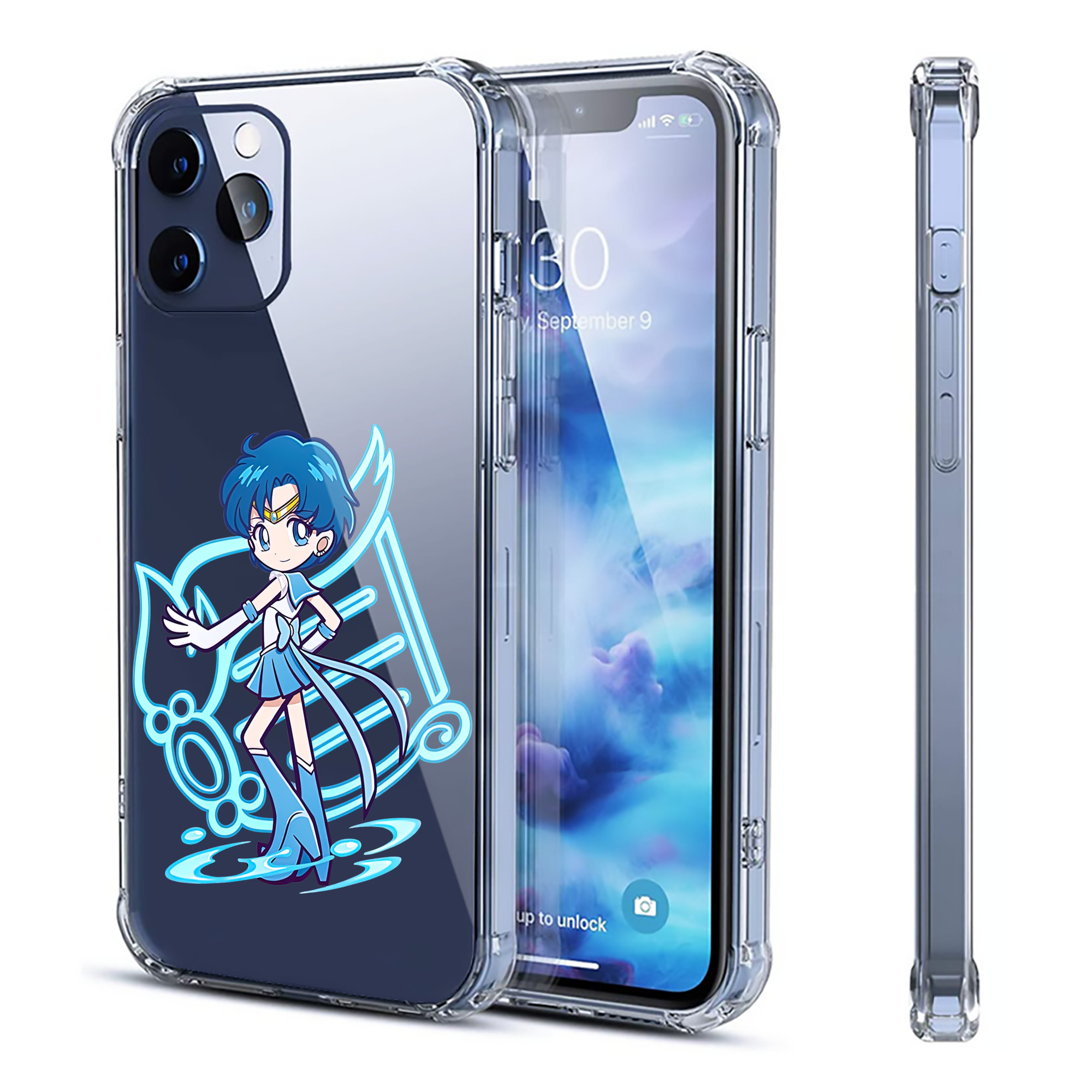 （画像用） 美少女戦士セーラームーン 水野 亜美 みずの あみ Sailor Moon Mizuno Ami 【iPhone 12シリーズ対応】透明スマホケース（クリアソフトケース）